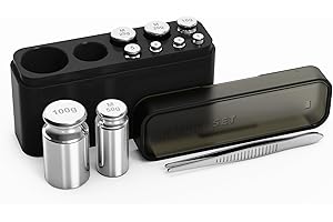 UNIWEIGH Kalibrierungsgewichte 210g,9 PCS Hochpräzisionswaage Kalibrierungsgewichts-Kit 1g 2g 5g 10g 20g 50g 100g mit rostfreier Pinzette für Digitalwaage Gramm, Mg-Waage, Laborwaage