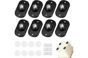 Ruayia 8 Stück Selbstklebende Mini-Rollen, Kugelrollen für Küchengeräte, 360° schwenkbare Räder für Möbel, Niedrigprofil-Rolle für Büro-Küchengeräte-Lagerbehälter - Schwarz