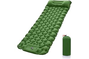 AUSYIWI Colchón de Camping, colchón Inflable Plegable Individualmente para Senderismo, mochilero, Tienda de campaña, Camping, montañismo, Viajes (Verde)