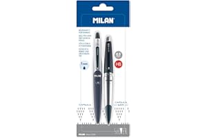 MILAN Blíster 1 Bolígrafo Azul y 1 Portaminas 0.5 mm Capsule Silver
