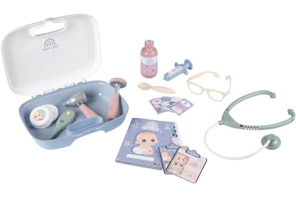 Smoby - Baby Care - Mallette de Soins - Jouet d'Imitation Pédiatre - 19 Accessoires - Poignée de Transport - A Partir de 3 Ans