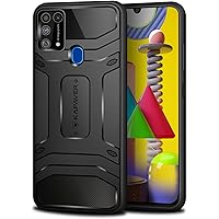 KAPAVER® Samsung Galaxy M31 Rugged Back Cover Case MIL-STD 810G Officially Drop Tested Solid Black Shock Proof Slim Armor Patent Design (Only for Galaxy m31)