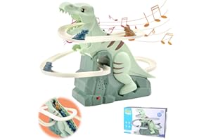 DAWRIS DAWRSI Treppensteigen Spielzeug Elektrische Dino Slide Track mit Licht und Musik Dinosaurier Achterbahn Spielzeug Treppe Klettern Rennbahn Spielzeug Kinder Dinosaur Climbing Roller Coaster Toy