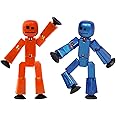 Zing StikBot Dual Pack - Includes 2 StikBots - Collectible Action Figures and Accessories, Stop Motion Animation, Ages 4 and Up (Red Orange and Metallic Blue)