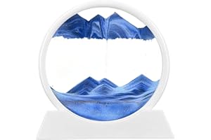 RCQD Reloj de Arenapara Giraren 3D Sandscape el Arte de Arena,Cuadros de Arena Ornamento de Mesa de Arte de Arena en Movimiento, Relajante Para el Hogar, la Oficina y el Trabajo (Azul,7")