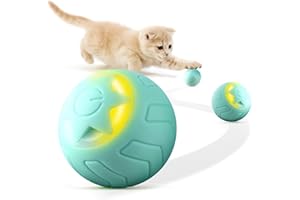 Baytion Juguetes para Gatos Interactivo, Juguetes Pelota Gatos, Automáticos Rodantes en Interiores, con 2 Modos, Luces LED Cambiantes，Recargables Mediante Puerto Tipo-C, Verde