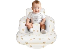 AirSwim Baby Inflatable Seat for Babies 3 Months and Up, Baby Support Seat Summer Toddler Chair for Sitting Up, Baby Shower Chair Floor Seater Gifts, Bear Head