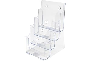Deflecto Countertop 4 Tier A5 Portrait Multi-TierLiterature Holder - Magazine File Holder - Leaflet Holder Wall Mounting