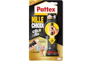 Pattex Millechiodi Click&Fix, adesivo universale istantaneo con facile applicatore predosato, clicca e incolla con l' adesivo extra forte facile da usare, 1x 20 dosi