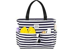 HOMESPON Große Strandtasche Damen mit Reißverschluss Wasserdicht Badetasche XXL Familie Beach Tote Bag