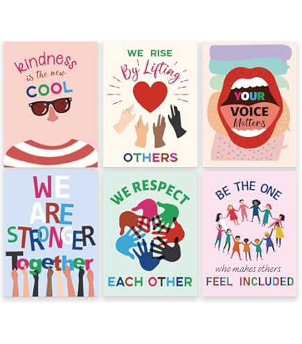 Diversity Posters For Classroom - 6 Pack Inclusive Everyone Welcome Signs