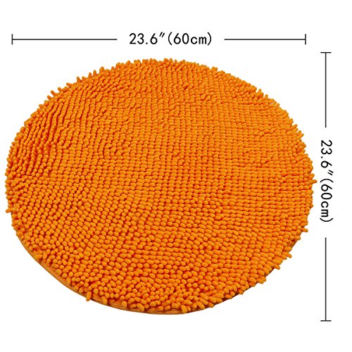 Luxbon Chenille Teppiche Stopp Antirutschmatte Badteppich Fussmatte Boden Sofa Matte Modern Orange Rund Ø 60 cm - 3