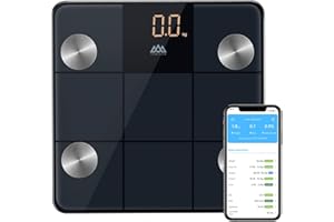SENSSUN Bascula de Baño Digital Grasa Corporal,Inteligente Báscula Grasa Corporal Bluetooth,Monitores de Composición Corporal, 180kg/400lb 30 * 30cm, Pantalla LED(negra)