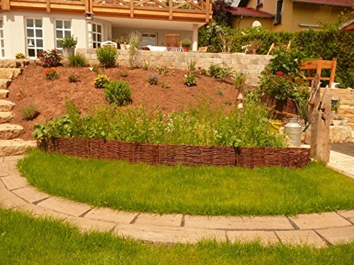 Beeteinfassung Weide 20 x 120 cm 10er Set -Weiden Steckzaun als Beetumrandung oder Gartenabgrenzung - 3