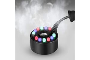 FITNATE 12 LED Changing Color Mist Maker Fogger Machine Atomizer for Water Fountain, Pond, with control Switch to control the mist capacity and LED Light, Mini Size Large Capacity of Mist, UK Plug