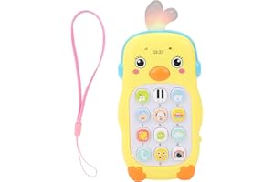 Zerodis Simulazione del Bambino Cellulare, Telefono Multifunzionale per L'istruzione Simpatico Cartone Animato Motivo Musica Effetto Sonoro Giocattolo per Cellulare per Oltre 6 Mesi(Giallo)