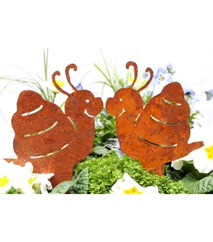 Bornhöft Gartenstecker Schnecke – Rustikale Metall-Dekofigur Mit Edelrost, 20 Cm Hoch