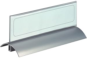 Durable 820219 Portanombres de mesa Desk Presenter de Luxe, 61 x 210 mm, acrílico con aluminio