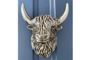 CASAS DOOR FURNITURE Highland Cattle Door Knocker (Antique Brass)