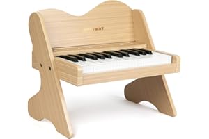 ZIPPY MAT Teclado de Piano para niños, 25 Teclas, Panel de Control táctil, Volumen Ajustable, Mini Instrumento de Aprendizaje de música, Piano de Madera para niños pequeños (Roble)