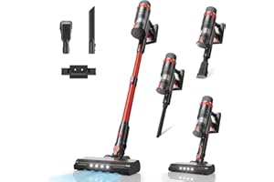 VENHIDELY Aspiradora sin Cable, 48KPA/70Mins Escoba Aspiradora sin Cable con Pantalla Táctil LED/Cepillo Anti-Enredo Mejorado,Aspirador Vertical con Autoportante,Aspiradora para Suelo/Alfombra/Pelos de Animales