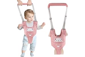 IULONEE Ajustable Arnés de Seguridad para Caminar Bebé Asistente Arnés con Entrepierna Desmontable Toddler Walking Assistant Transpirable Bebés Ayudante para Niños 9-24 Meses (Rosa)