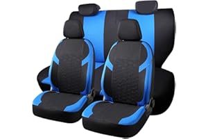 Chifeng Full Set Universal Car Seat Covers for Ford Edge Fiesta Focus Ka+ plus Kuga Mondeo Puma – Front and Rear Split Bench Car Seat Cover - Polyester seat cover (Blue)