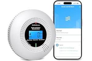 PHYSEN WiFi Detector de Humo y Monóxido de Carbono con 10 Años de Vida Útil y Batería Reemplazable, Detector Combinado Compatible con la App Tuya, Certificación Estándar EN14604 & EN50291, 1St