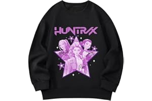 Genérico Sudadera Huntrix Anime para niñas Top Casual Manga Larga para niñas con Estampado de Animados con Estampado de Manga Larga Sudadera niños Top Casual