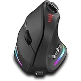 TKMARS Wireless Ergonomic Mouse with Joystick, Vertical Bluetooth Gaming Mouse, 12 Programmable Buttons, 24000 DPI Adjustable