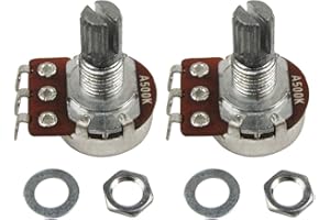 IKN A500K Mini potenciómetro L15mm, ollas cónicas de audio de eje dividido corto con bayoneta para piezas de volumen de tono de control de bajo eléctrico, paquete de 2 piezas