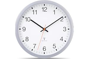 VIVILINEN Cichy sterowany radiowy zegar ścienny bez tykania 30 cm zegar ścienny nowoczesny design do sypialni, kuchni, salonu, automatycznej zmiany czasu (srebrny, 30 cm)