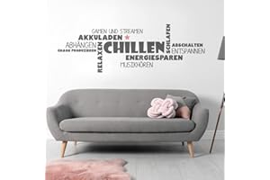‎DESIGNSCAPE DESIGNSCAPE® Wandtattoo Wortwolke Chillen und Relaxen für das Jugendzimmer | Farbe 1: dunkelgrau | Größe: mittel (100 x 34 cm cm)
