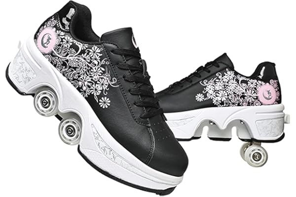 Chaussures à roulettes Unisexes Chaussures de Skate et Baskets 2 en 1 Qui se Transforment en Patins à roulettes Cadeau pour Enfants Garçons Filles Hommes et Femmes