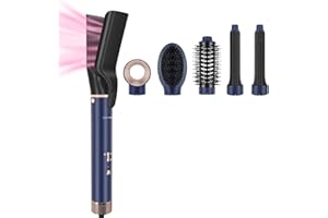 ‎PARWIN PRO BEAUTY Air Glätteisen ＆ Auto-Wrap Lockenaufsätzen - 6 IN 1 Airstyler Set - PARWIN PRO BEAUTY Ionen Haartrockner Set, 110,000 RPM Hochtouriger Motor, für Trocknen, Glätten, Volumen, Locken Preußischblau