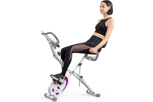 leikefitness Folding Stationary Bike Recumbent Exercise Bike w/Arm Resistance Bands-Pulse Sensor-LCD Monitor and Easy to Assemble Indoor Cycling Bike 2280