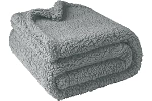 furrybaby Premium Soft Dog Blanket for Medium Small Dogs Puppy Cat Washable Sherpa Fleece 100x120 cm Pet Throw for Bed Furniture Couch Sofa Protection(Large, Grey Blanket)