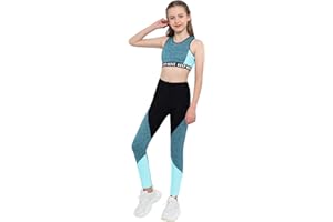 Freebily Ropa Deporte Danza Niñas Crop Top Corto Espalda Cruzada y Leggings Pantalones Elásticos Chandál Moda Chicas Conjuntos de Deporte Fitness Keep Move