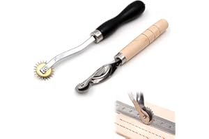 HOTMNTY Rueda de Trazado,Rueda de Costura con Mango,Madera Herramientas de Costura con Borde,Sierra de Costura Herramienta de Calco,para Tela de Papel de Cuero DIY,2 Piezas