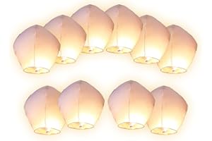 ALSINO Lanterne Chinoise Volante 100% biodégradable Blanche qualité supérieure en Papier idéal pour Vos événements Mariage fêtes Nouvel an Lot de 10