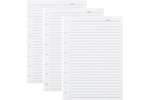 WWW Discbound Refill Paper - A5 Loose Leaf Refillable Lined Filler Paper 8-Disc Disbound Thick 100 GSM Planner Notebook,100 Sheets/200 Pages