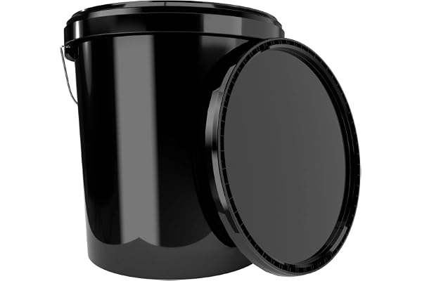 FixedByU Seau avec couvercle Noir 16 l hermétique et stable de qualité alimentaire, seau vide avec poignée et couvercle couvercle pour produits chimiques alimentaires Couleur poudre à laver colle