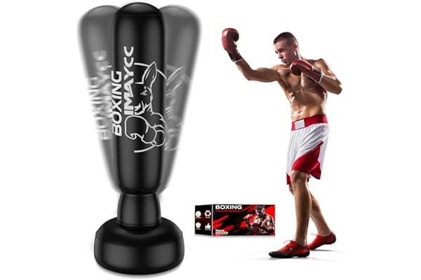 Sac de frappe debout pour adultes et adolescents, amélioré, 180 cm, en PVC, sac de frappe pour débutants (hommes et femmes), sac de punching pour sac de kickboxing pour Muay Thai, MMA, entraînement de