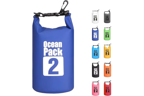 MORAINJAY 2024 Ny torrväska vattentät väska, 2 L/5 L/10 L/15 L/20 L/30 l vattentät packsäck med justerbar axelrem, vattentät ryggsäck, vattentät sjösäck för simning, blå, 2L, 2 l blå vattentät väska