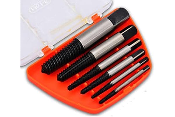 H9 6Pcs Screw Extractor Set for Broken Studs, Bolts, Screws & Pipes (3-22mm) Reverse Drill Bit Remover Kit for Thread Repair Chrome Vanadium Steel