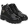 POS PLANET OF SHOES Premium Men's Patent Leather Boots Stylish Durable Footwear for Every Occasion Black