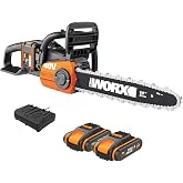 Worx 40 V ak&uuml;l&uuml; zincirli testere WG384E, 2 x 2,0 Ah, Powershare, fır&ccedil;asız motor, aletsiz zincir germe sistemi, hızlı durdurma