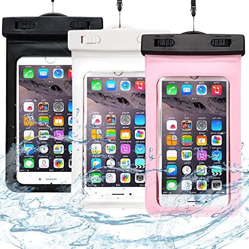3 x Waterproof Case Waterproof Pouch Case Cover Pouch with Neck Strap and Armband for Galaxy A3 A5 A7 2017 Samsung J3 J5 J7 2016 Case Cover Universal IPX8 Certified Case Pouch iPhone SE iPhone 6S iPhone 7 SE iPhone 7 Plus Waterproof Plastic Waterproof Bumper Galaxy A3 2017 A5 2017 Grand Prime S6 S6 Edge S7 S7 Edge S8 S8 + S5 S5 Mini Protection for Huawei P8 Lite Huawei P9 Lite P8 Lite 2017 Wiko Sony HTC etc. Less than 6 Inch - Black + White + Light Pink