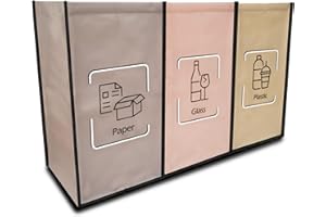 NYIKA Borse Raccolta Differenziata - raccolta differenziata 3 scomparti - sacchi raccolta differenziata - differenziata 3 contenitori - cestini differenziata (Black Edge)