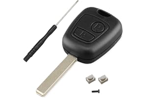 HooRLZ Coque Clé Peugeot 107, Compatible pour Peugeot 107 207 306 307 406 407 Citroen C1 C2 C3 C5 C6 TéLéCommande, Boitier Clé Citroen C1, Clef Citroen C3, Clé 307 - 2 Boutons